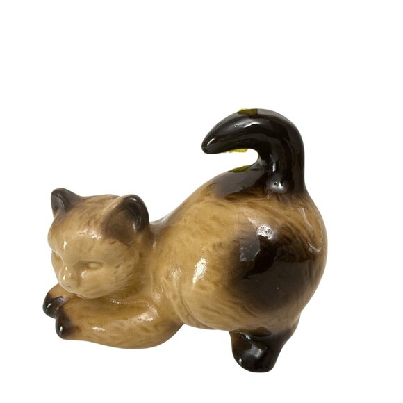 Vintage Goebel Ceramic Siamese Cat Figurine Brown Tan Germany Mid Century - Picture 1 of 10